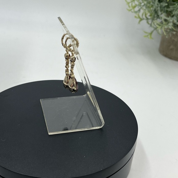 Givenchy Womens Gold Tone Red and Clear Crystal Dangle Drop Earring New - Picture 6 of 10